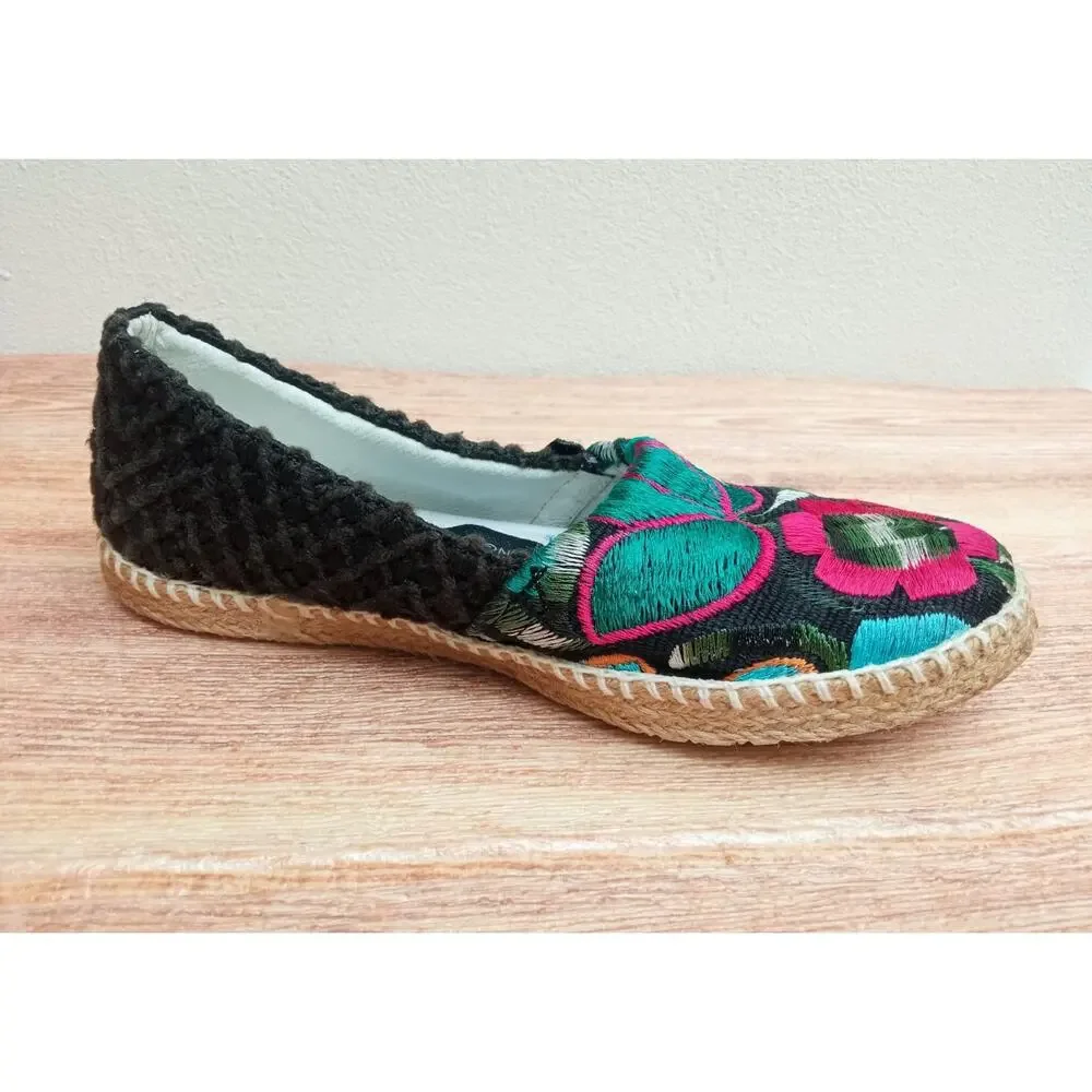 Angel Lozano Mexico Women’s Shoes Flats Floral Embroidered Size 6